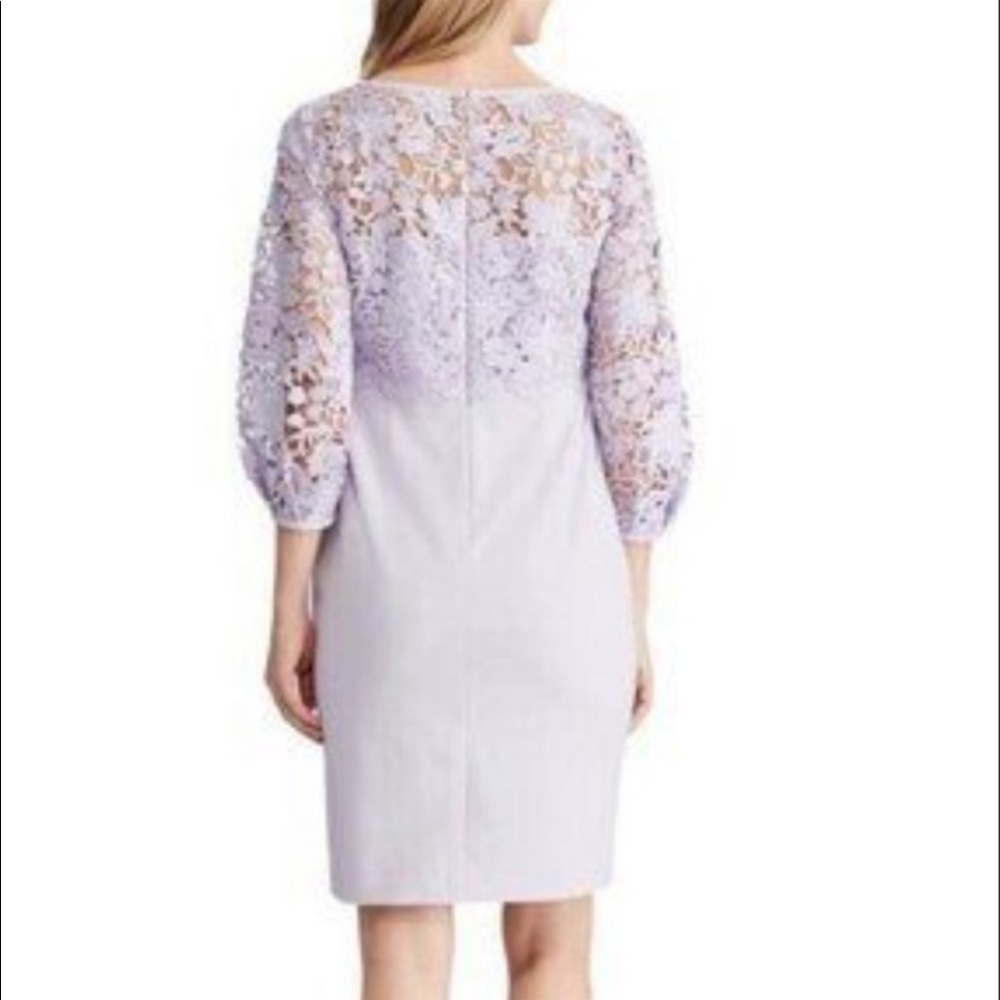 Lauren Ralph Lauren NWT Fresh Orchid & Wheat LaceBalloon-Sleeve Sheath Dress 8P - Picture 12 of 16